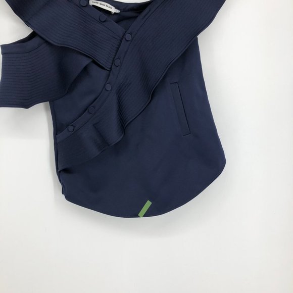 Self-Portrait royal blue off shoulder ruffled blouse in duchess satin size 6 - Picture 11 of 16